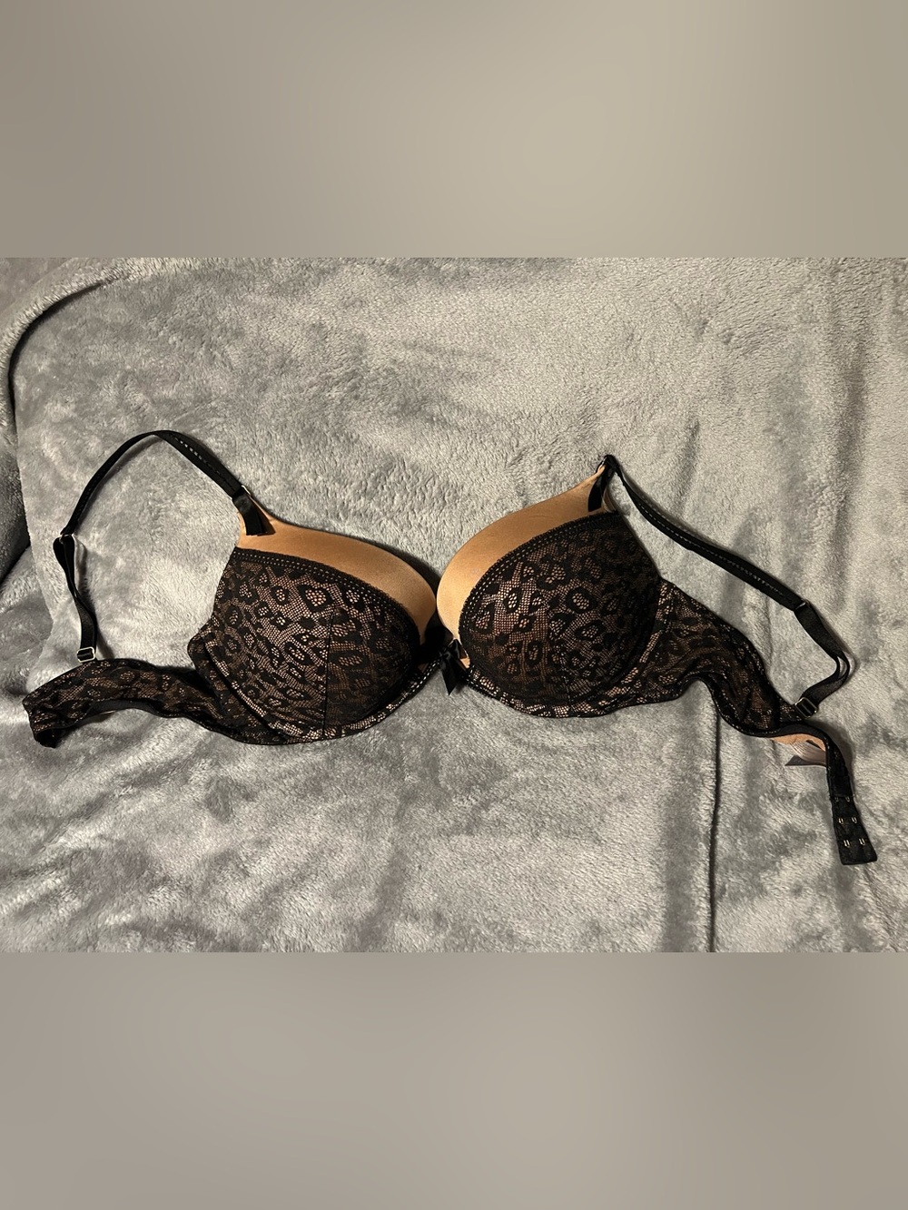 Victoria's Secret Black Lace Bra with Nude Cups